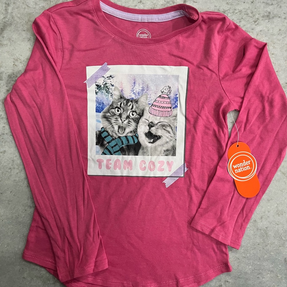 Wonder Nation Fuchsia Long Sleeve Kids Tee